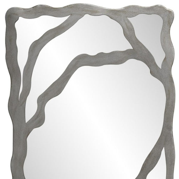 HomeRoots 44" Gray Wood Free-Form Accent Mirror - Modern Rustic Elegance for Home Décor & Wall Art 635503