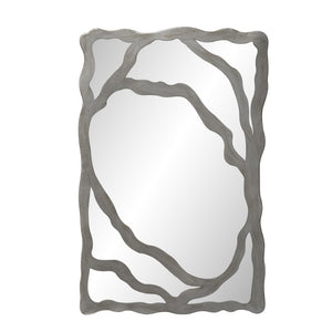 HomeRoots 44" Gray Wood Free-Form Accent Mirror - Modern Rustic Elegance for Home Décor & Wall Art 635503
