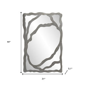 HomeRoots 44" Gray Wood Free-Form Accent Mirror - Modern Rustic Elegance for Home Décor & Wall Art 635503