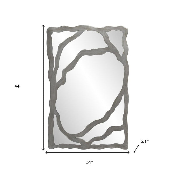 HomeRoots 44" Gray Wood Free-Form Accent Mirror - Modern Rustic Elegance for Home Décor & Wall Art 635503
