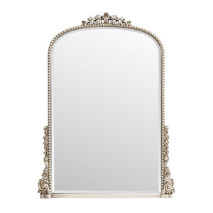 HomeRoots 34" Silver Baroque Arch Accent Mirror - Elegant Framed Decor for Entryway, Bedroom, or Living Room 635506