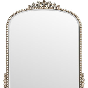 HomeRoots 34" Silver Baroque Arch Accent Mirror - Elegant Framed Decor for Entryway, Bedroom, or Living Room 635506