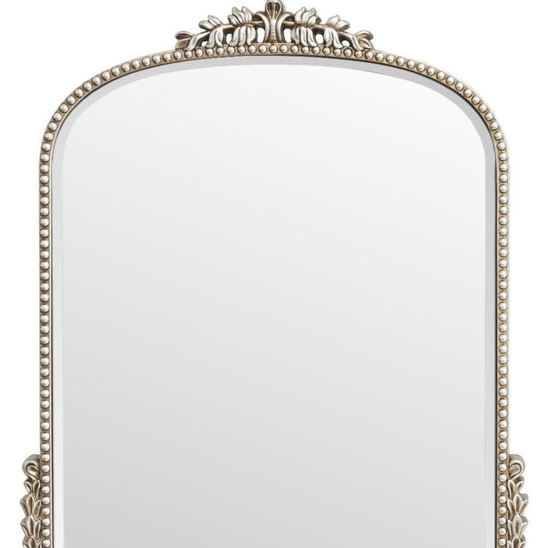 HomeRoots 34" Silver Baroque Arch Accent Mirror - Elegant Framed Decor for Entryway, Bedroom, or Living Room 635506