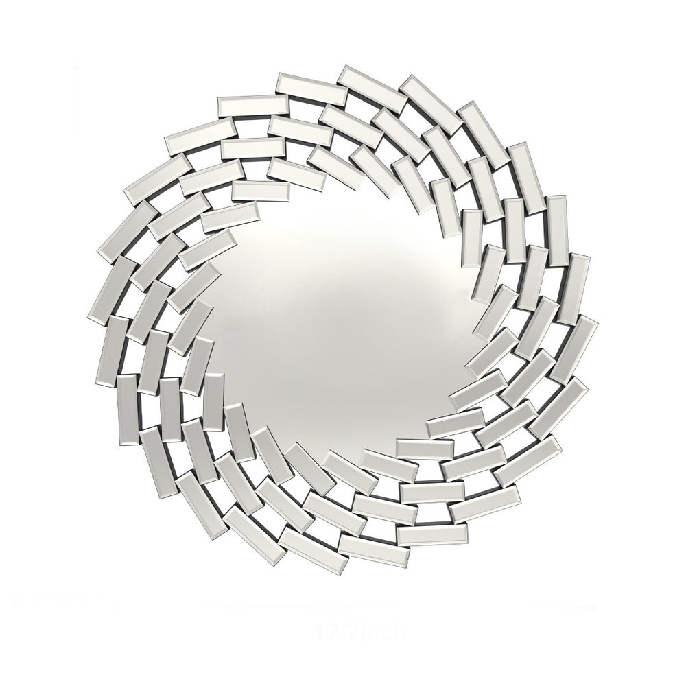 HomeRoots 20" Silver Round Sunburst Accent Mirror - Modern Frameless Design to Brighten Any Room Effortlessly 635510