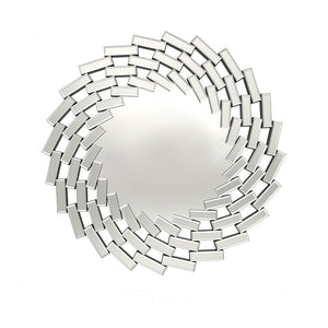 HomeRoots 20" Silver Round Sunburst Accent Mirror - Modern Frameless Design to Brighten Any Room Effortlessly 635510