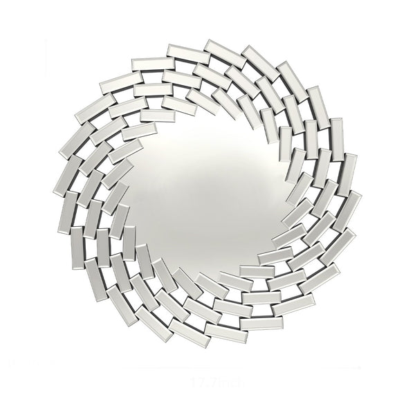 HomeRoots 20" Silver Round Sunburst Accent Mirror - Modern Frameless Design to Brighten Any Room Effortlessly 635510