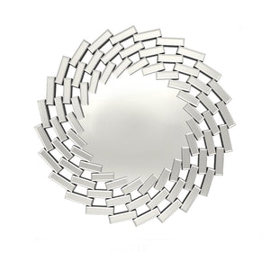 HomeRoots 20" Silver Round Sunburst Accent Mirror - Modern Frameless Design to Brighten Any Room Effortlessly 635510