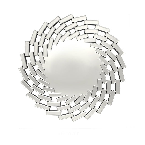 HomeRoots 20" Silver Round Sunburst Accent Mirror - Modern Frameless Design to Brighten Any Room Effortlessly 635510