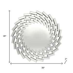 HomeRoots 20" Silver Round Sunburst Accent Mirror - Modern Frameless Design to Brighten Any Room Effortlessly 635510