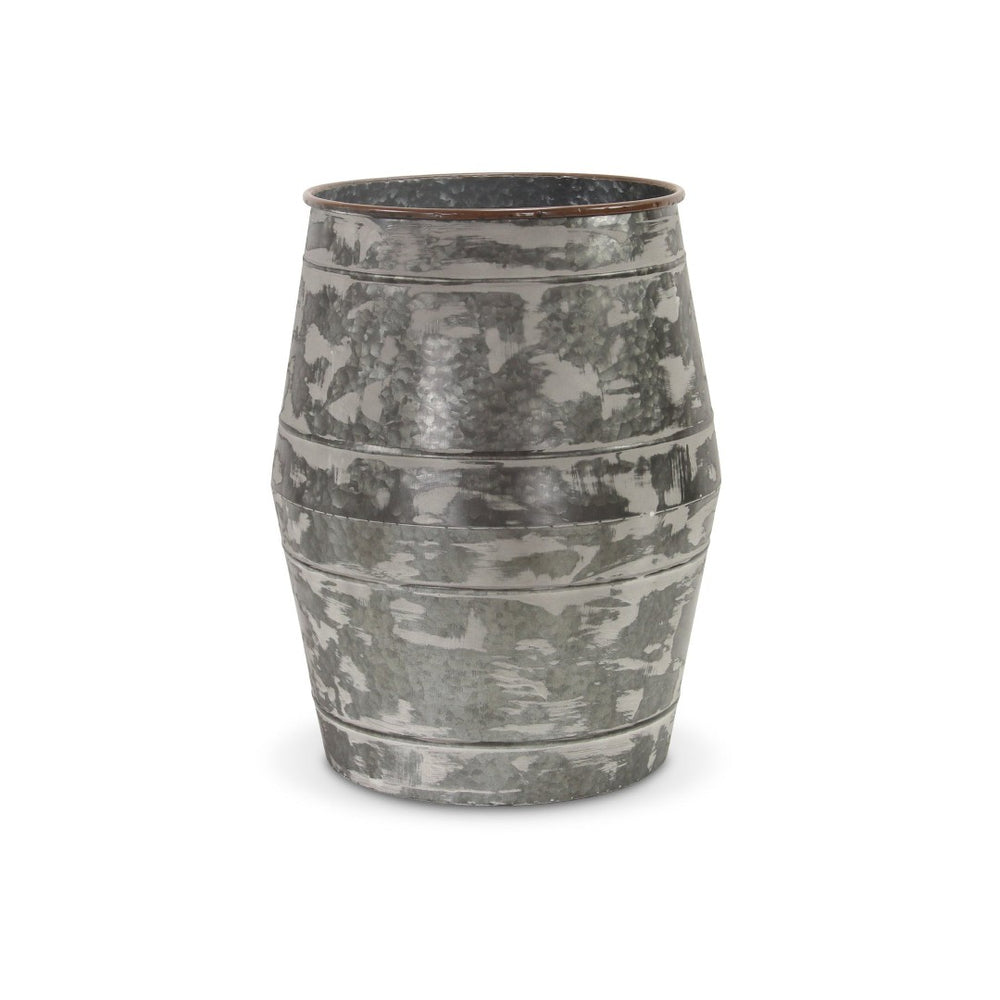 HomeRoots Set of Two Rustic Gray Galvanized Metal Cylinder Floor Vases for Charming Home Decor Accents 635604