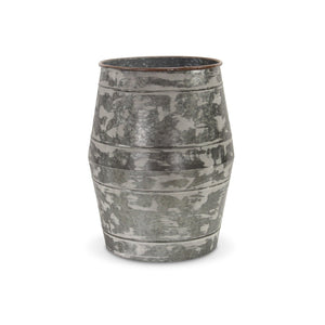 HomeRoots Set of Two Rustic Gray Galvanized Metal Cylinder Floor Vases for Charming Home Decor Accents 635604