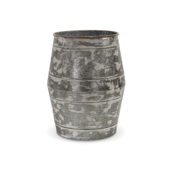 HomeRoots Set of Two Rustic Gray Galvanized Metal Cylinder Floor Vases for Charming Home Decor Accents 635604