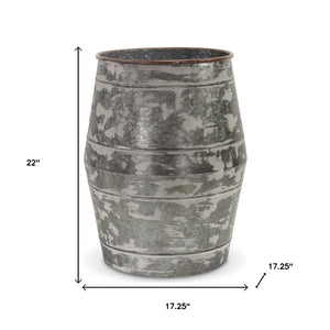 HomeRoots Set of Two Rustic Gray Galvanized Metal Cylinder Floor Vases for Charming Home Decor Accents 635604