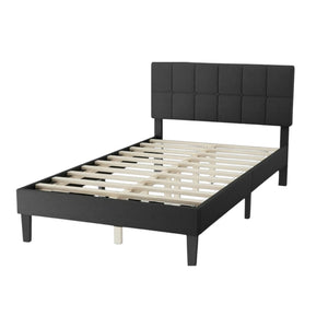 HomeRoots Black Linen Upholstered Extralong Twin Bed Frame - Elegant Design, Comfortable Support, Easy Assembly 635627