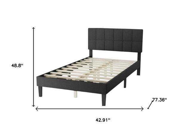 HomeRoots Black Linen Upholstered Extralong Twin Bed Frame - Elegant Design, Comfortable Support, Easy Assembly 635627