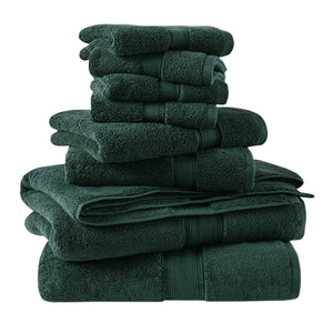 JLA Home Madison Park Signature - Ultra-Soft 100% Cotton Towels | 800 GSM Plush Spa-Quality Set with Antimicrobial Finish, Oeko-Tex Certified Dark Green MPS73-423
