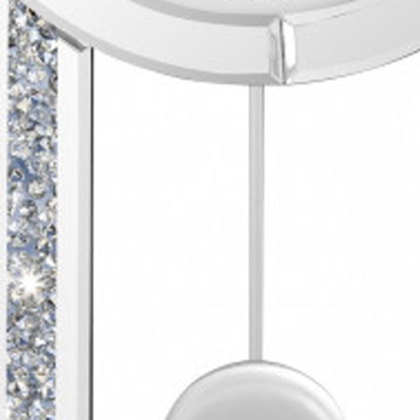 HomeRoots 15" Silver Faux Crystal Oval Wall Clock with Mirrored Glass, Silent Movement, Elegant Design for Home 635636