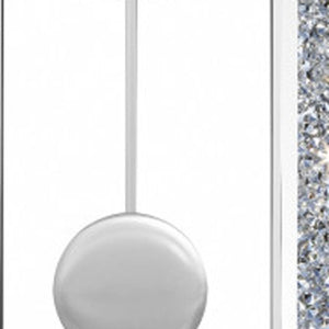 HomeRoots 15" Silver Faux Crystal Oval Wall Clock with Mirrored Glass, Silent Movement, Elegant Design for Home 635636