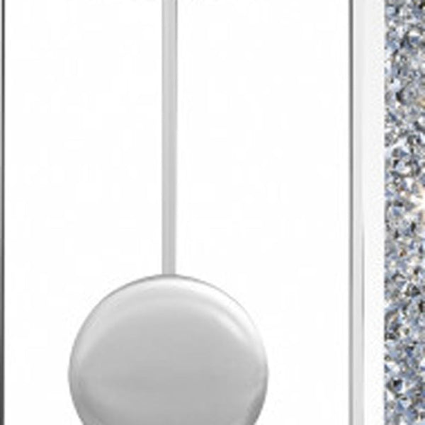 HomeRoots 15" Silver Faux Crystal Oval Wall Clock with Mirrored Glass, Silent Movement, Elegant Design for Home 635636