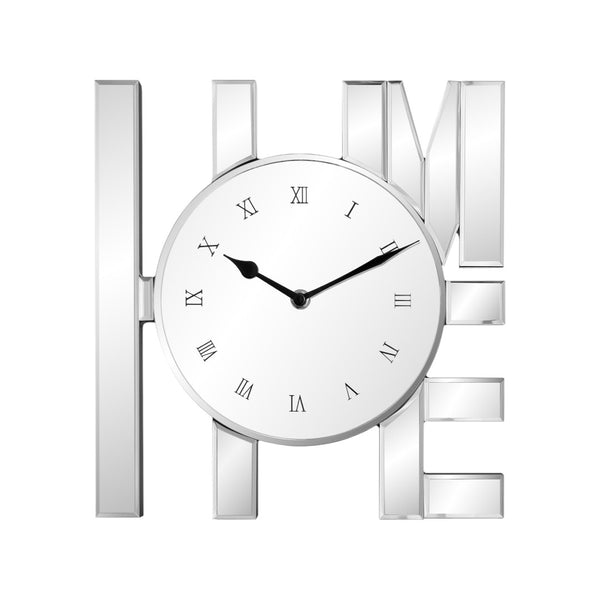 HomeRoots 14" Silver Mirrored Glass Home Wall Clock - Elegant Silent Analog Timepiece for Modern Decor 635640