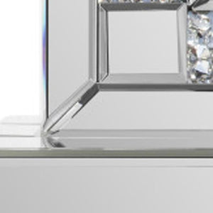 HomeRoots 16" Glamorous Silver and White Faux Crystal Mirrored Glass Table Clock for Stylish Home Decor 635642