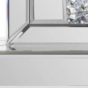 HomeRoots 16" Glamorous Silver and White Faux Crystal Mirrored Glass Table Clock for Stylish Home Decor 635642