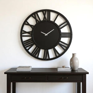 HomeRoots 43" Black Mirrored Acrylic Silent Wall Clock - Oversized Modern Design for Timeless Elegance & Style 635645