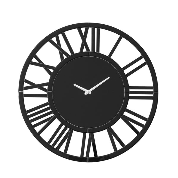 HomeRoots 43" Black Mirrored Acrylic Silent Wall Clock - Oversized Modern Design for Timeless Elegance & Style 635645