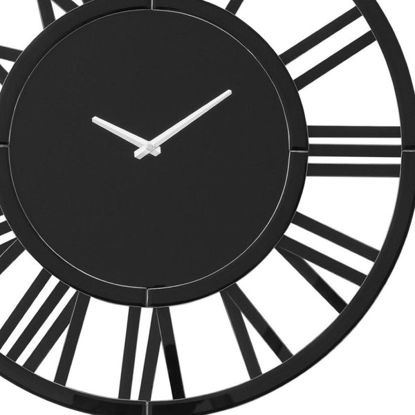 HomeRoots 43" Black Mirrored Acrylic Silent Wall Clock - Oversized Modern Design for Timeless Elegance & Style 635645
