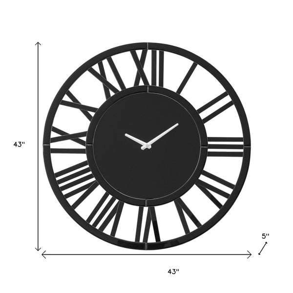HomeRoots 43" Black Mirrored Acrylic Silent Wall Clock - Oversized Modern Design for Timeless Elegance & Style 635645