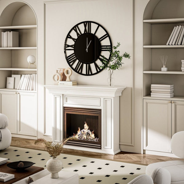 HomeRoots 43" Black Mirrored Acrylic Silent Wall Clock - Oversized Modern Design for Timeless Elegance & Style 635645