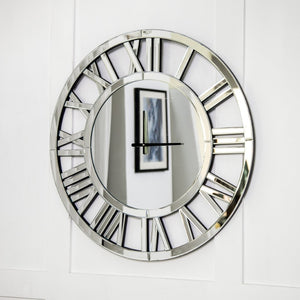 HomeRoots 37" Silver Acrylic Silent Analog Wall Clock - Oversized Elegant Design for Modern Home Décor 635646