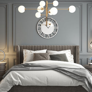 HomeRoots 37" Silver Acrylic Silent Analog Wall Clock - Oversized Elegant Design for Modern Home Décor 635646