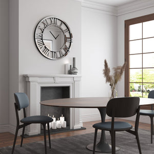 HomeRoots 37" Silver Acrylic Silent Analog Wall Clock - Oversized Elegant Design for Modern Home Décor 635646