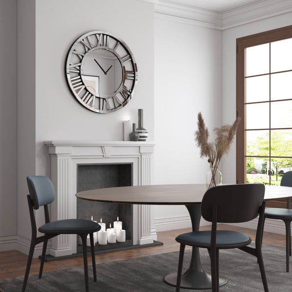 HomeRoots 37" Silver Acrylic Silent Analog Wall Clock - Oversized Elegant Design for Modern Home Décor 635646