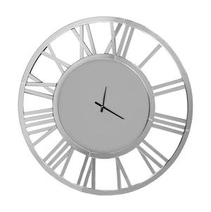 HomeRoots 37" Silver Acrylic Silent Analog Wall Clock - Oversized Elegant Design for Modern Home Décor 635646