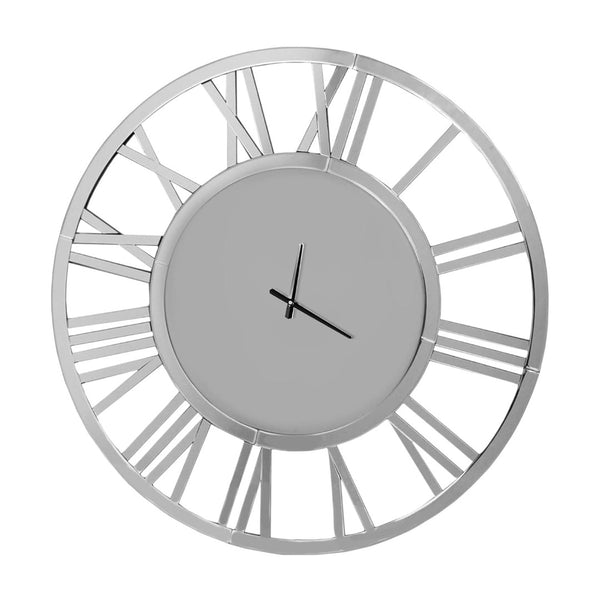 HomeRoots 37" Silver Acrylic Silent Analog Wall Clock - Oversized Elegant Design for Modern Home Décor 635646