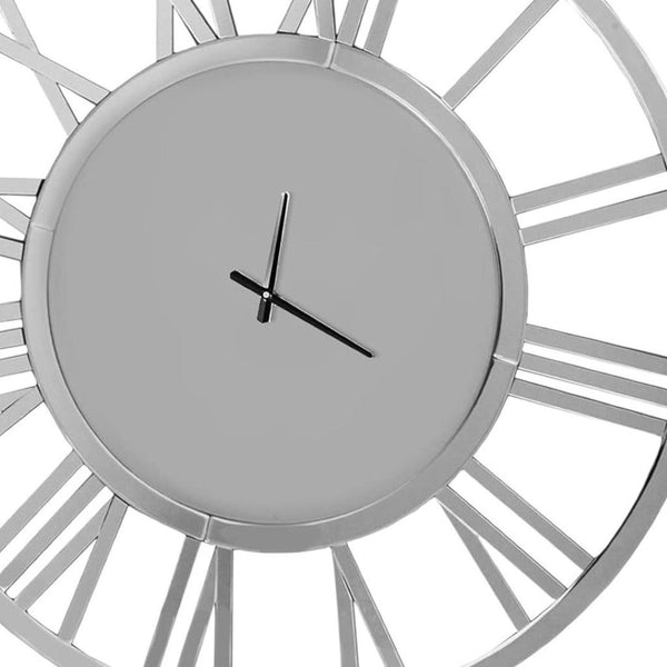 HomeRoots 37" Silver Acrylic Silent Analog Wall Clock - Oversized Elegant Design for Modern Home Décor 635646