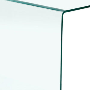 HomeRoots 24" Clear Glass Square End Table with Integrated Shelf and Wheels for Modern Living Spaces 635682