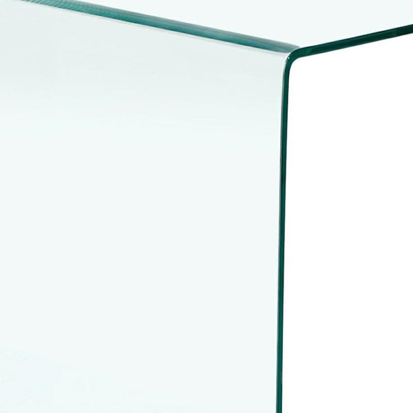 HomeRoots 24" Clear Glass Square End Table with Integrated Shelf and Wheels for Modern Living Spaces 635682