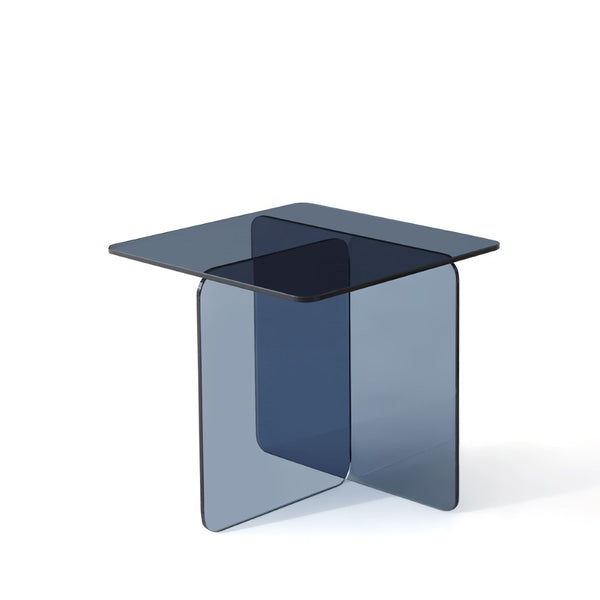 HomeRoots 16" Smoky Black Glass End Table with Cross Legs - Modern Minimalist Accent for Small Spaces 635683