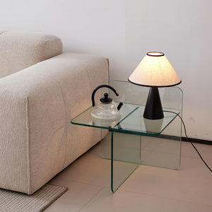 HomeRoots 16" Clear Glass End Table with Cross Legs – Modern Minimalist Design for Compact Living Spaces 635685