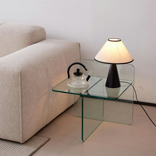 HomeRoots 16" Clear Glass End Table with Cross Legs – Modern Minimalist Design for Compact Living Spaces 635685