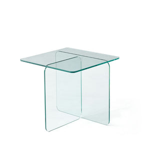 HomeRoots 16" Clear Glass End Table with Cross Legs – Modern Minimalist Design for Compact Living Spaces 635685