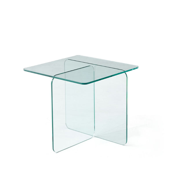 HomeRoots 16" Clear Glass End Table with Cross Legs – Modern Minimalist Design for Compact Living Spaces 635685