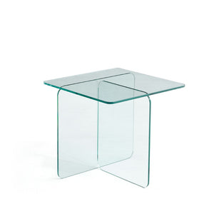 HomeRoots 16" Clear Glass End Table with Cross Legs – Modern Minimalist Design for Compact Living Spaces 635685