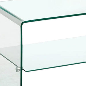 HomeRoots 47" Clear Glass Trestle Coffee Table with Shelf – Modern Minimalist Design for Stylish Spaces! 635686