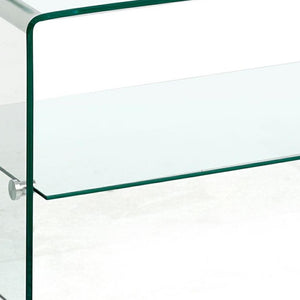 HomeRoots 47" Clear Glass Trestle Coffee Table with Shelf – Modern Minimalist Design for Stylish Spaces! 635686
