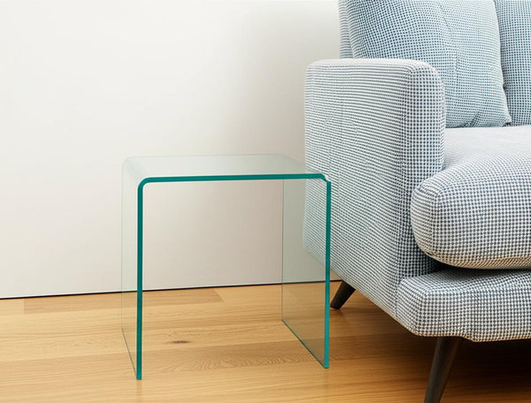 HomeRoots Clear Glass End Table with Floor Shelf - Minimalist Design, Perfect for Small Spaces & Modern Decor 635687