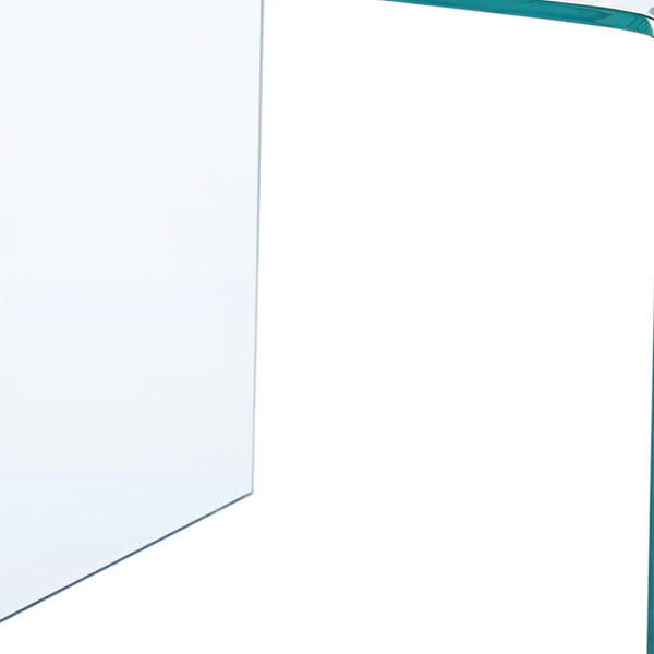 HomeRoots Clear Glass End Table with Floor Shelf - Minimalist Design, Perfect for Small Spaces & Modern Decor 635687